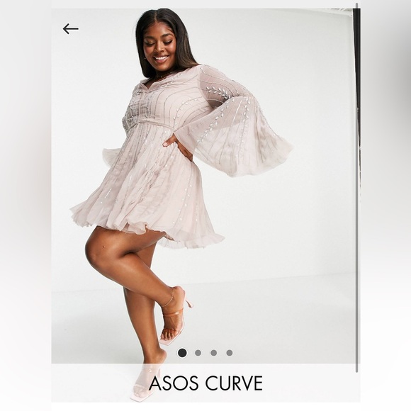 Beaded V Neck Dress - Picture 1 of 7